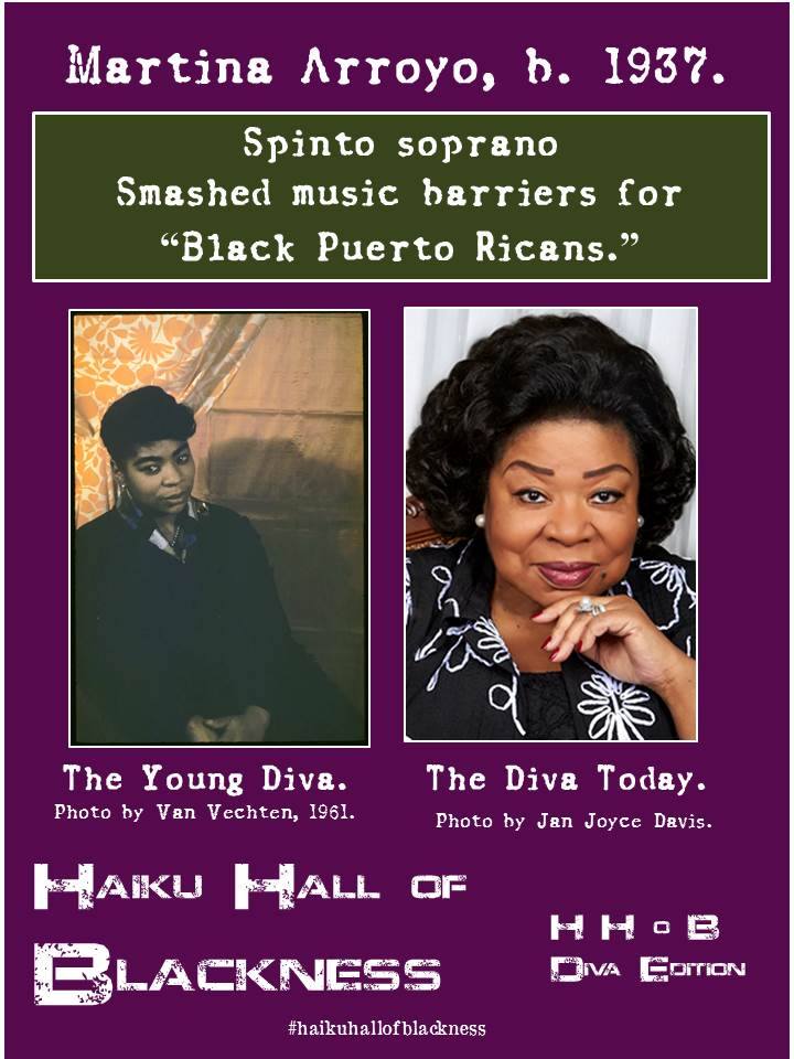 Spinto soprano/Smashed music barriers for/“Black Puerto Ricans.”  By Rebecca Williams Martina Arroyo (b. 1937), by Van Vechten, 1961. #haikuhallofblackness